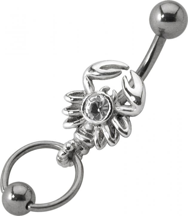 pip-17_kopie Bauchnabelpiercing Skorpion mit abnehmbarem BCR Piercing Ring