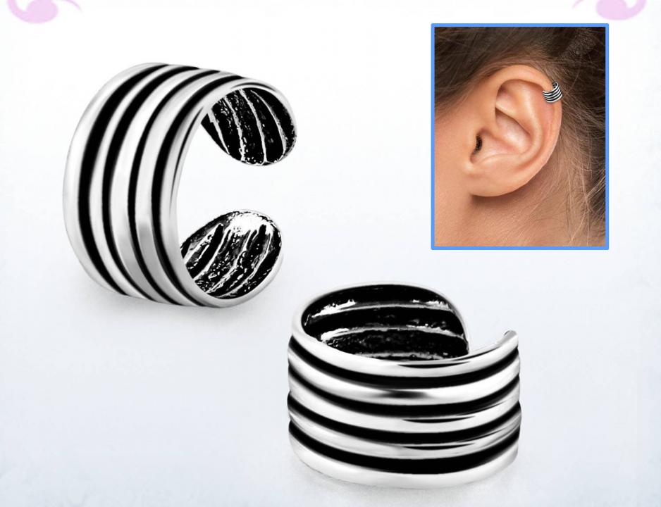 Ohrklemme Ear Cuff aus Silber mit Motiv