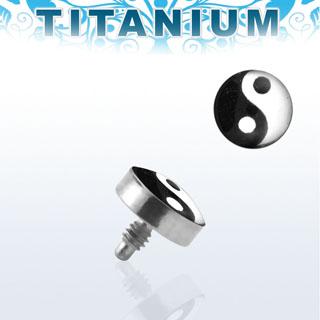 Piercing Microdermal 4mm-Aufsatz aus Titan mit Motiv Yin-Yang