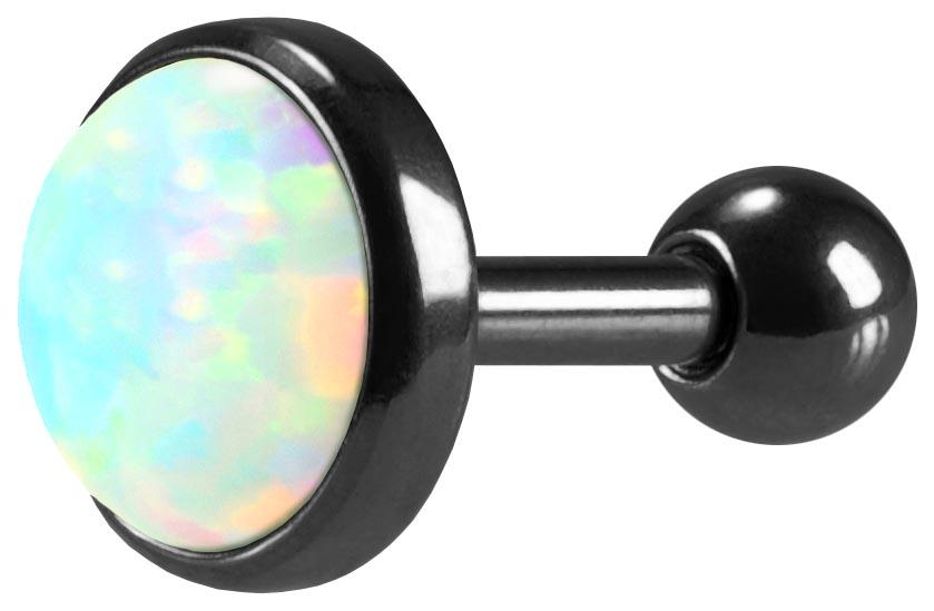 Helix Tragus Piercing silber schwarz gold rosé mit synthetischem Opal  1.2mm x 6mm