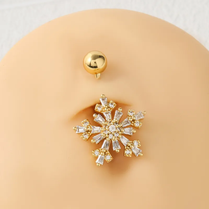 Bauchnabelpiercing Chirurgenstahl 316L goldfarbig Schneeflocke Snowflake