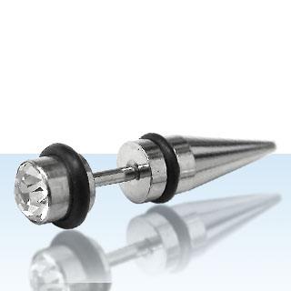 ipcn1c Fake Piercing Dehnungsstab Kristall weiß rund Expander Taper