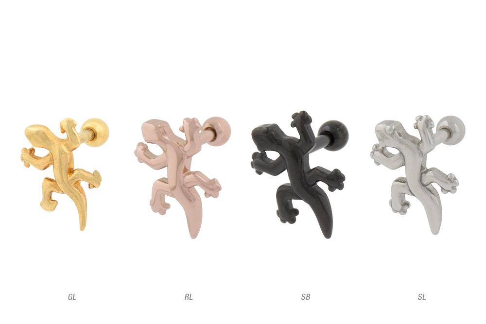 SO341 Helix Tragus Piercing silber schwarz gold rosé Eidechse 1.2mm x 6mm