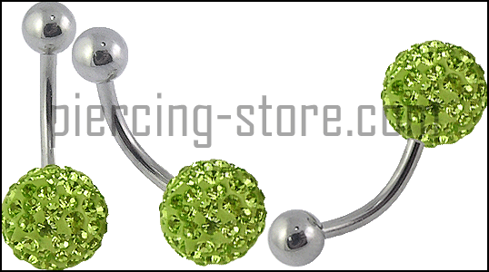 Bauchnabelpiercing Multi Kristall Grün Stahl Banane