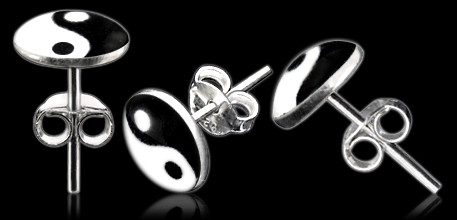 Silber-Ohrstecker mit Motiv YING YANG