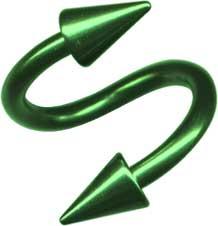 17017 Piercing Spirale Grün mit Spitzen Stahl 1.2 / 1.6 mm Twister