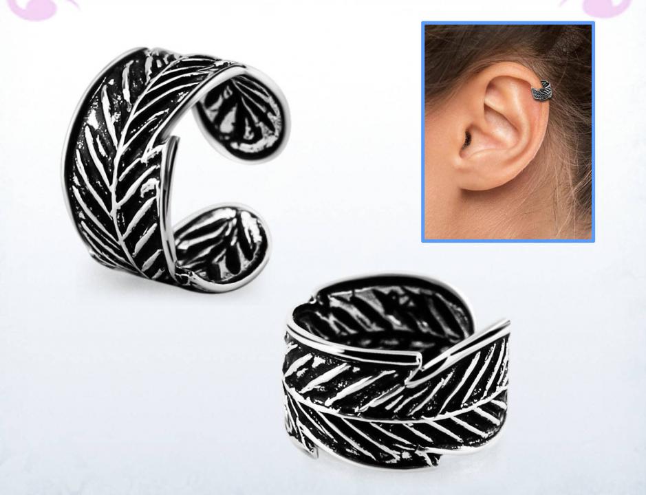 Ohrklemme Ear Cuff aus Silber Blatt-Design