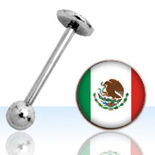 bbfmx Zungenpiercing Barbell mit Mexico Motiv Stahl Hantel 1,6 x 16mm