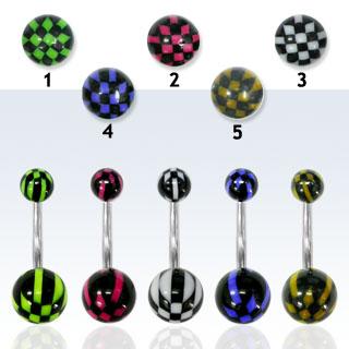 bndxa Bauchnabelpiercing Acryl Checkerballs kariert Titan o Stahl Banane