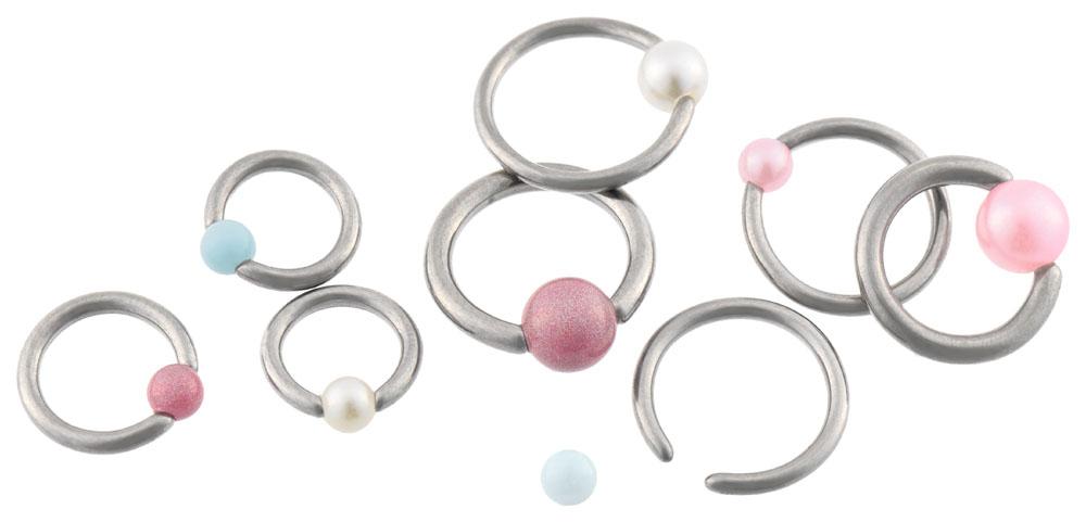 TT244 BCR Klemmring Titan G23 mit synthetischer Perle 0.8mm/1.0mm/1.2mm/1.6mm Stärke