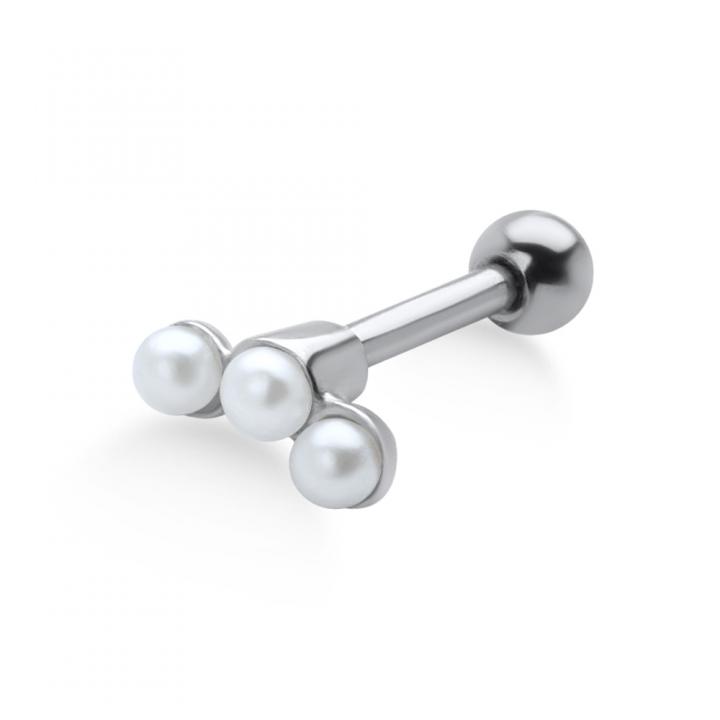 TIP-379p-Silver Helix Tragus Piercing 3 Perlen silberfarbig schwarz goldfarbig roségoldfarbig