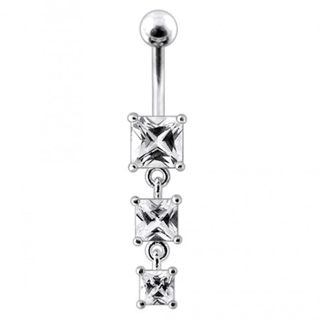 Bauchnabelpiercing Titan 925er Silber-Motiv Quadrate