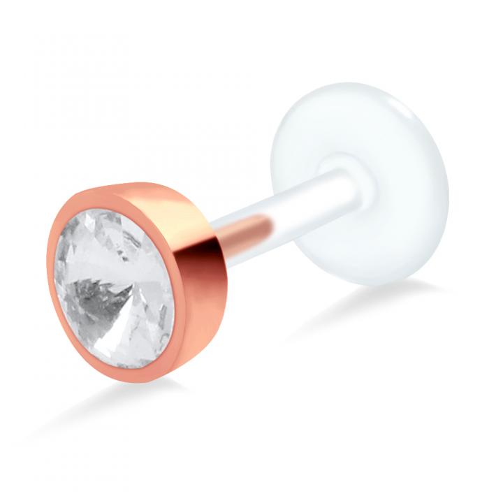 PTFE Tragus Labret großer Kristall silber schwarz goldfarbig roségoldfarbig