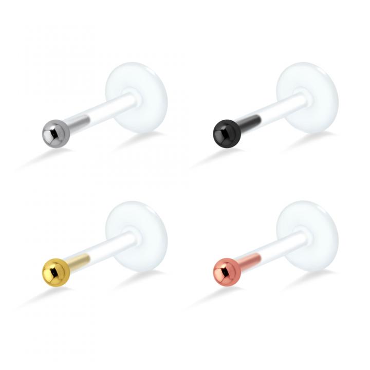 PTFE Tragus Labret 2mm-Kugel silber schwarz goldfarbig roségoldfarbig