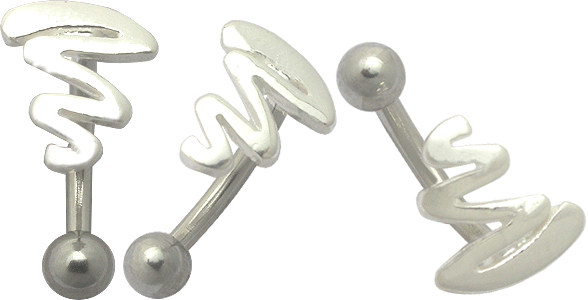 pbep033 Augenbrauenpiercing Banane mit Motiv Schlange aus Silber