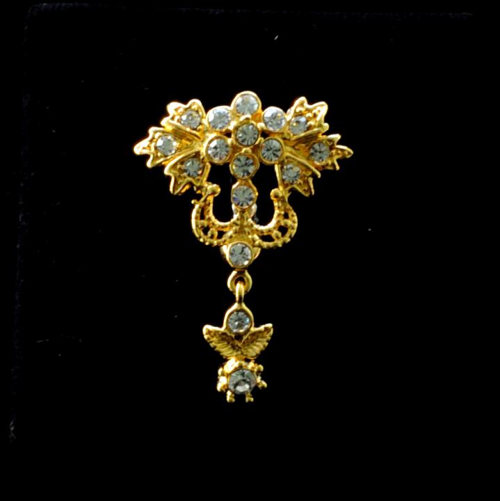 job_0091 Bauchnabelpiercing Titan 925er Silber-Motiv goldfarbig Kristallblätter