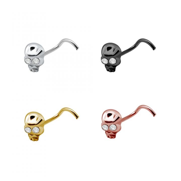 Nasenstecker Spirale Silber Totenkopf silberfarbig schwarz goldfarbig roségoldfarbig