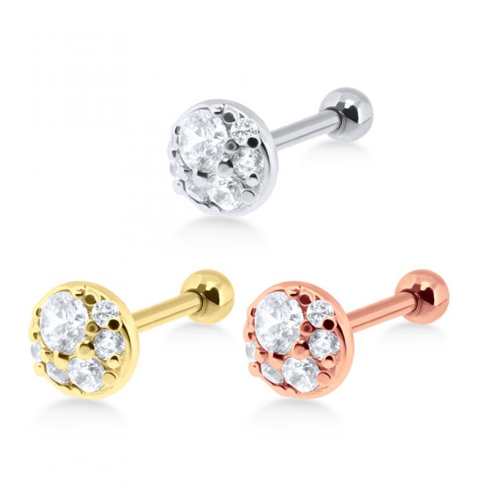 Helix Tragus Piercing Kristalldesign silberfarbig goldfarbig roségoldfarbig