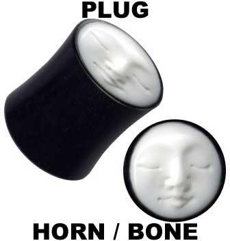 p3624_5 Organic Horn Plug aus Büffelhorn Mondgesicht