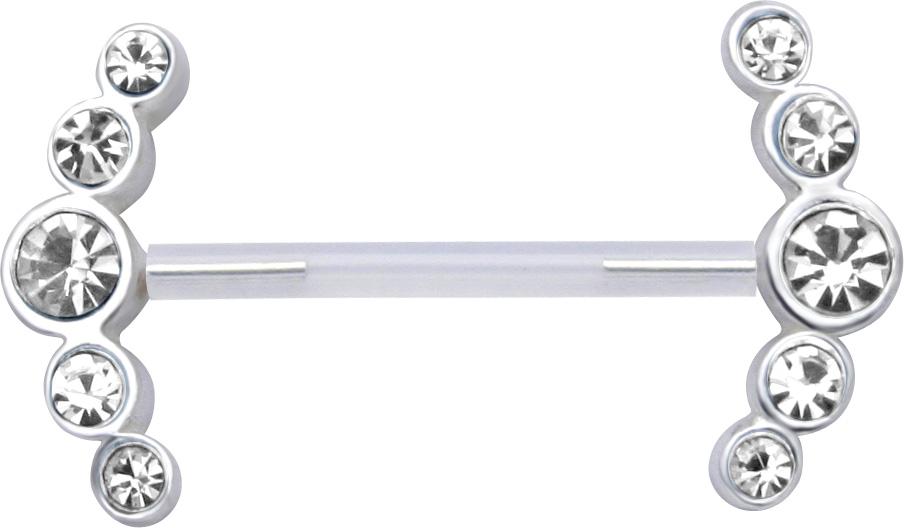 🦚 Brustwarzenpiercing aus PMFK Motiv aus Silber Kristalle weiß Barbell Nippel Piercing Hantel 🦚 Brustwarzenpiercing aus PMFK Motiv aus Silber Kristalle weiß Barbell Nippel Piercing Hantel