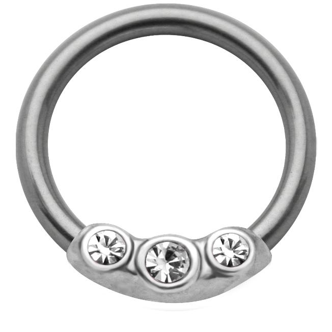 Brustwarzen BCR Ring 3 Kristall Steine Klemmring Nippel Piercing