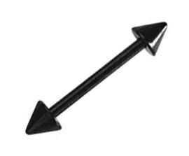 Piercing Barbell schwarz mit zwei Spitzen Stahl Hantel 1.2/1.6mm