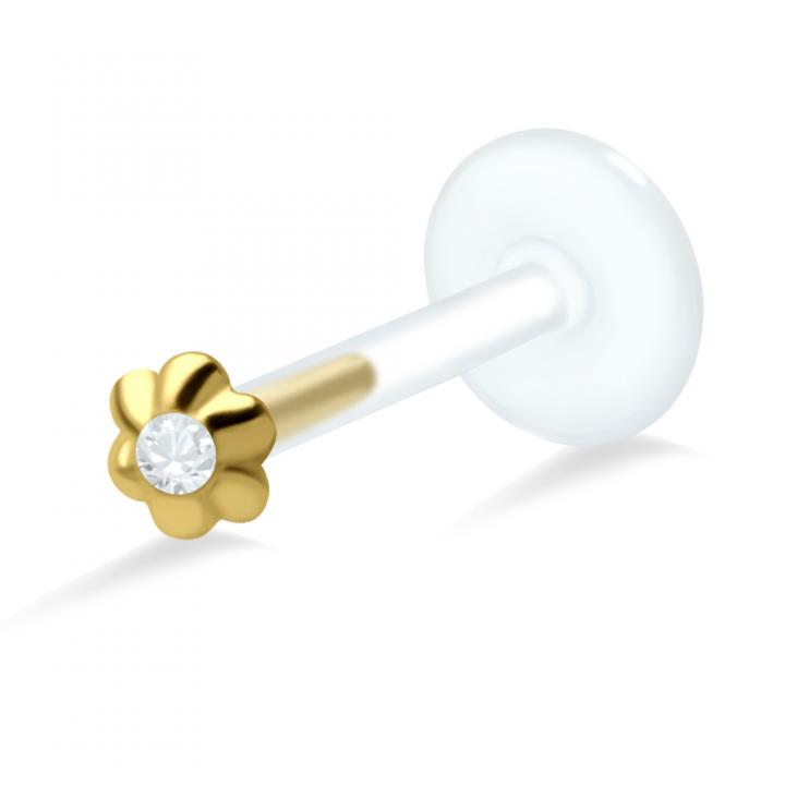 PTFE Tragus Labret Blume silber schwarz goldfarbig roségoldfarbig