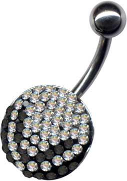 14167 Bauchnabelpiercing "V" Multi Kristall Stahl Banane Klar-Schwarz
