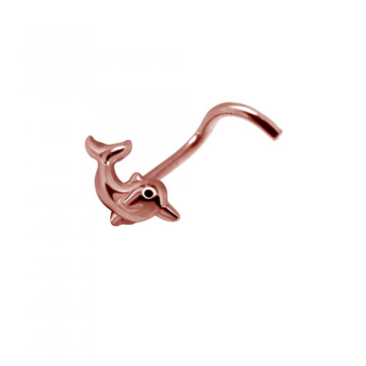 Nasenstecker Spirale Silber Delfin silberfarbig schwarz goldfarbig roségoldfarbig