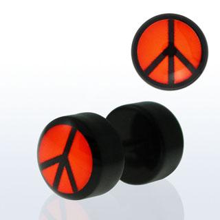 ilvg2 Ohr Piercing Fake Plug Peace Zeichen schwarz/orange Ohrstecker