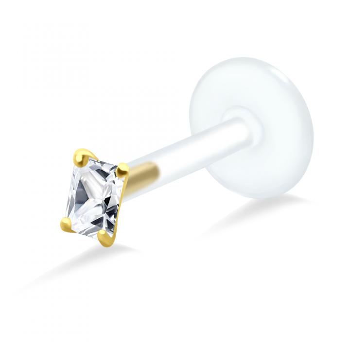 PTFE Tragus Labret Kristalldesign silber schwarz goldfarbig roségoldfarbig