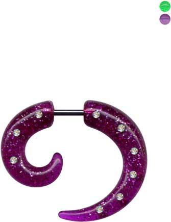 30172 Fake Piercing Expander Acryl Glitzer Kristalle Dehnungssichel Claw
