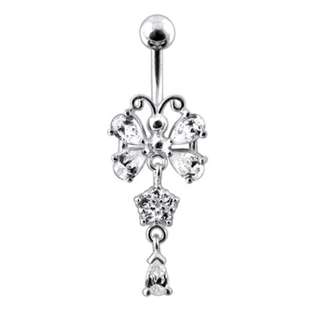 Bauchnabelpiercing Titan 925er Silber-Motiv Schmetterling