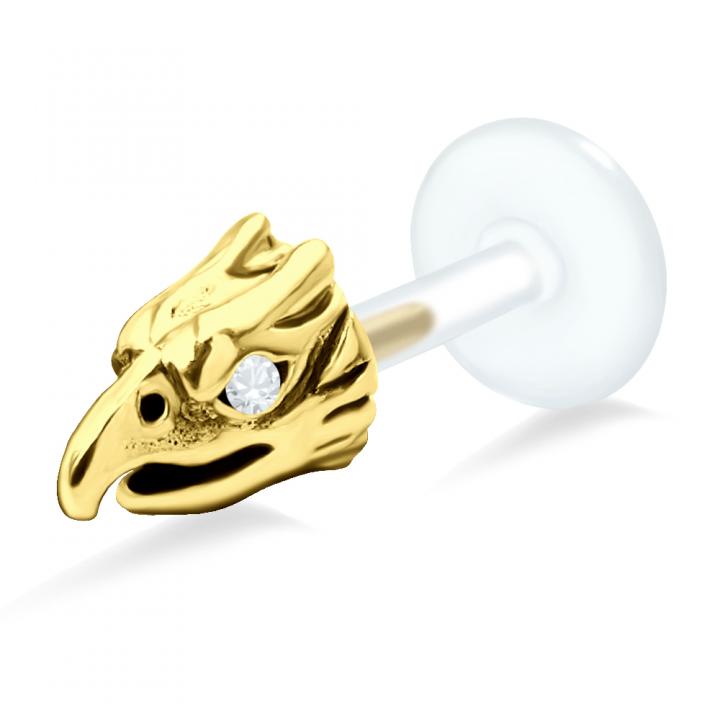 PTFE Tragus Labret Adlerkopf silber schwarz goldfarbig roségoldfarbig