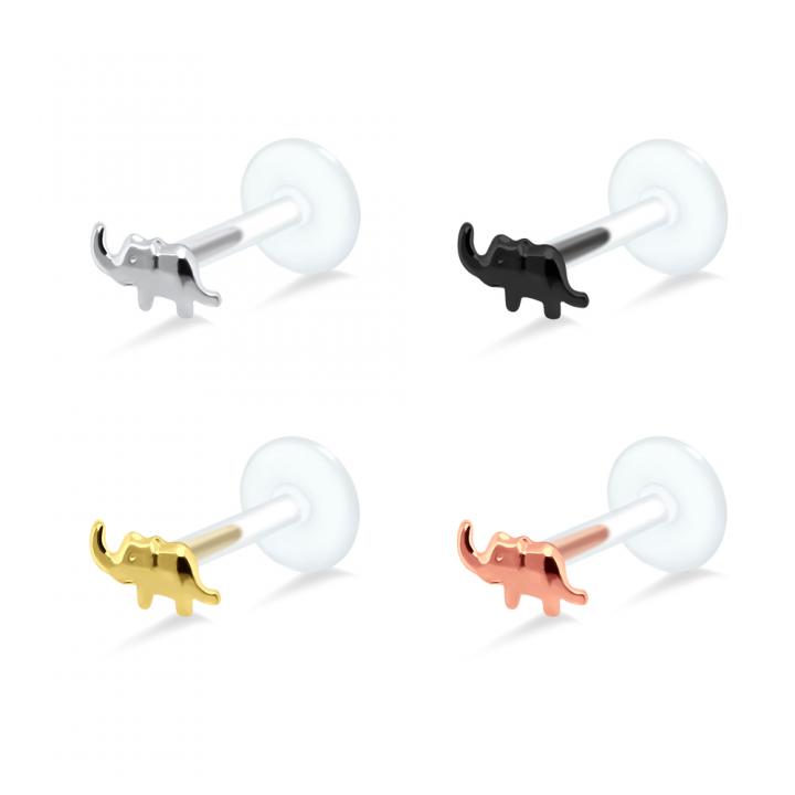 PTFE Tragus Labret Elefant silber schwarz goldfarbig roségoldfarbig