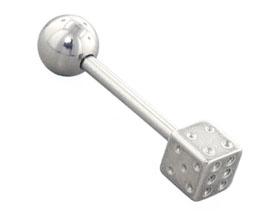 2400_5 Piercing Barbell mit Würfel Stahl Hantel 1.2/1.6mm von 6 bis 50mm