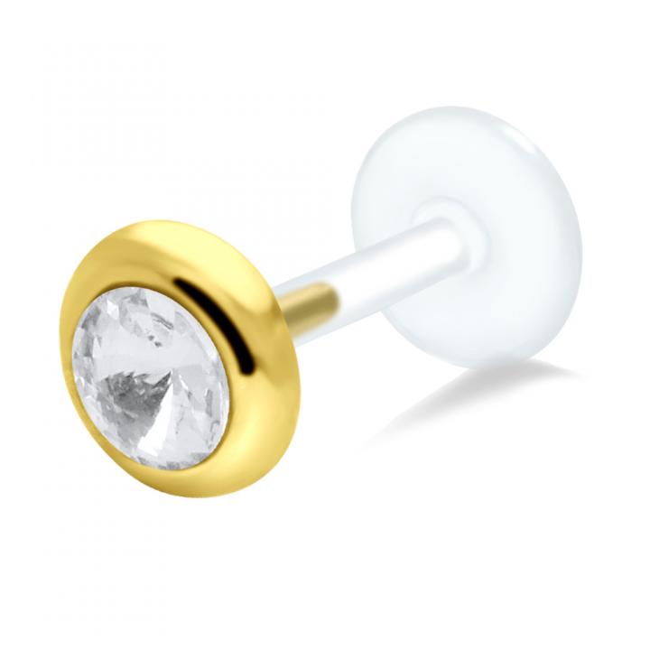 PTFE Tragus Labret Kristalldesign silber schwarz goldfarbig roségoldfarbig