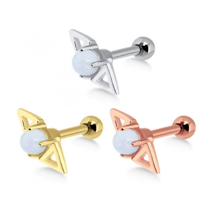 Helix Tragus Piercing synth. 3mm-Opal silberfarbig goldfarbig roségoldfarbig