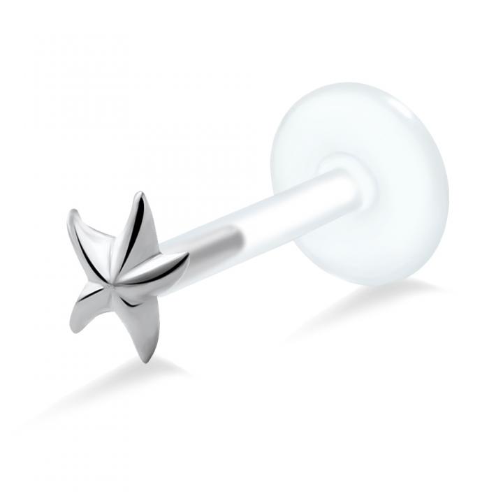 PTFE Tragus Labret Seestern silber schwarz goldfarbig roségoldfarbig