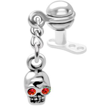 14462 Dermal Anchor Microdermal 3-Loch-Steg mit Anhänger Totenkopf