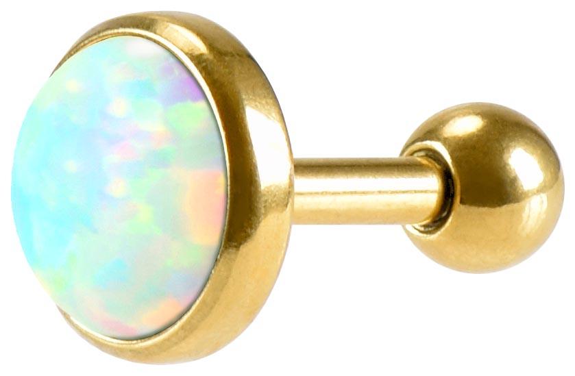 Helix Tragus Piercing silber schwarz gold rosé mit synthetischem Opal  1.2mm x 6mm