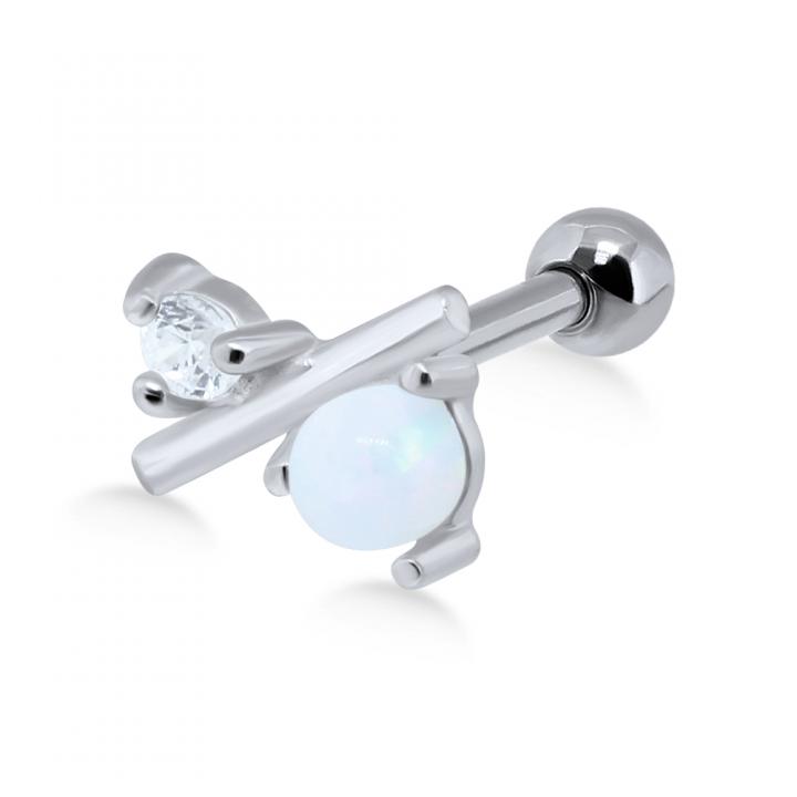 Helix Tragus Piercing synthetischem Opal + Kristall silberfarbig goldfarbig roségoldfarbig