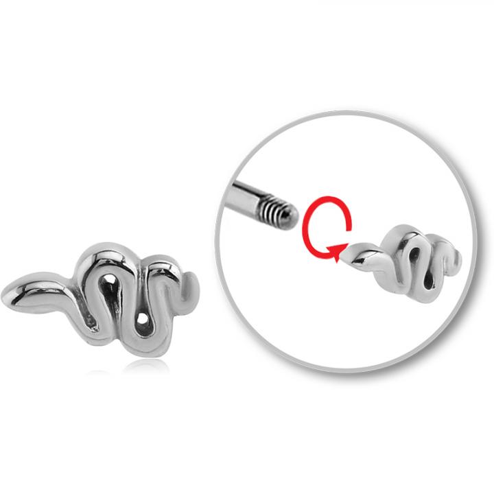 Stahl Piercing Kugel Schlange Motiv Verschluss 1.6mm Schraubkugel