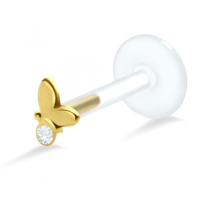 PTFE Tragus Labret Schmetterling silber schwarz goldfarbig roségoldfarbig