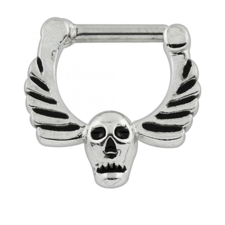 Septum Klicker Stahl Totenkopf Nasenpiercing 1.2mm Stärke Septumpiercing