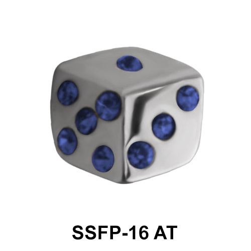 SSFP-16-AT Stahl Piercing Kugel Würfel Motiv Verschluss 1.2mm Schraubkugel