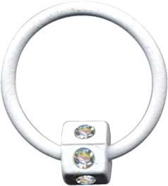15019 BCR Piercing Ring Weiß Sechseck Mutter Kristalle Klemmring Stahl