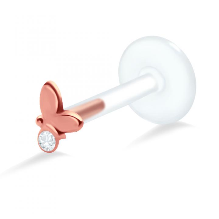 PTFE Tragus Labret Schmetterling silber schwarz goldfarbig roségoldfarbig