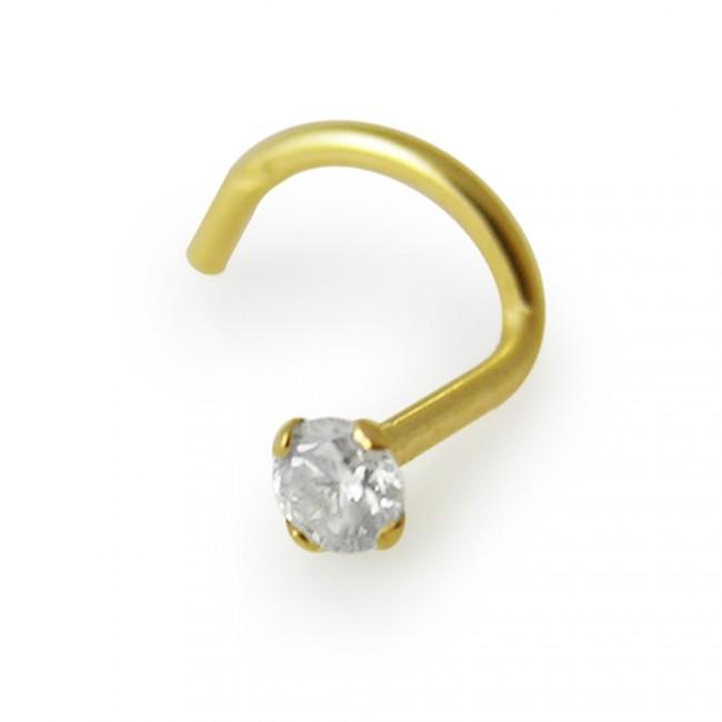 🦚 14karat Gold Nasenstecker Spirale Nasenpiercing Gelbgold mit 2mm-Kristall 🦚 14karat Gold Nasenstecker Spirale Nasenpiercing Gelbgold mit 2mm-Kristall