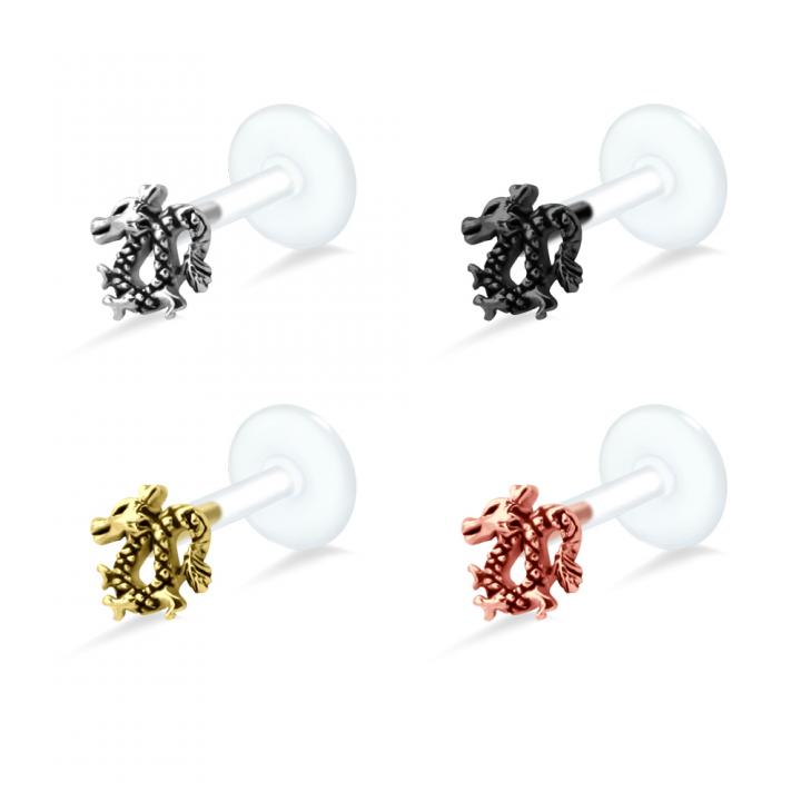 PTFE Tragus Labret Drache silber schwarz goldfarbig roségoldfarbig